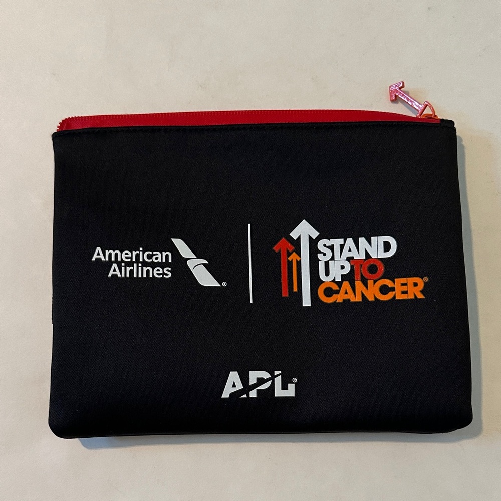 APL Black Stand Up To Cancer Pouch with Red Zipper